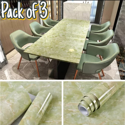 Shreeji Sqaure Vinyl Abstract Green Wallpaper(L x W: 200 cm x 60 cm, Pack of 3)