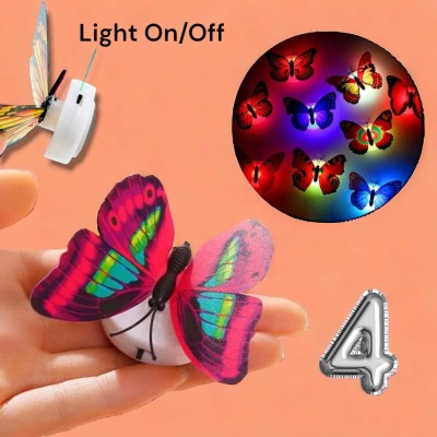 AirSoft 6 cm 4 Led 3D Butterfly Wall Stickers Night Light Lamp Glowing Wall Decals Stickers Self Adhesive Sticker(Pack of 4)