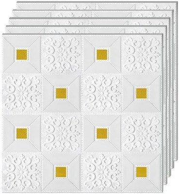 NestWise Foils Classics White Wallpaper(L x W: 70 cm x 77 cm, Pack of 5)