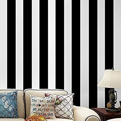 AURORA SHOPPE Vinyl Abstract Black Wallpaper(L x W: 400 cm x 45 cm)