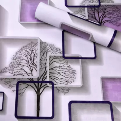 Pringo Vinyl Abstract Purple Wallpaper(L x W: 500 cm x 45 cm)