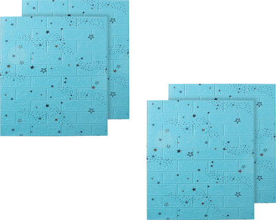 KUBER INDUSTRIES Vinyl Decorative Blue Wallpaper(L x W: 70 cm x 70 cm, Pack of 4)