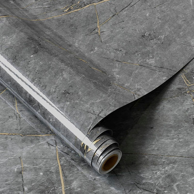 AMAZBIRD Vinyl Decorative Grey Wallpaper(L x W: 152 cm x 30 cm)