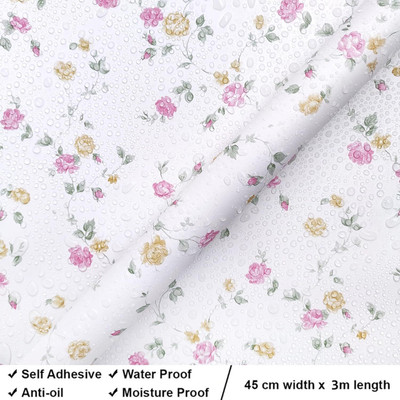Anna Stella 304.8 cm Self Adhesive Stickers Waterproof Vinyl PVC Floral Wallpaper Self Adhesive Sticker(Pack of 1)