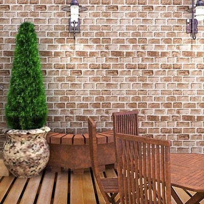 Wolpin PVC Architecture Brown, White Wallpaper(L x W: 500 cm x 45 cm)