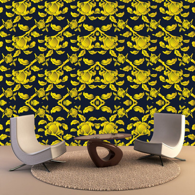 Walldaddyy Vinyl Decorative Black, Yellow Wallpaper(L x W: 500 cm x 45 cm)