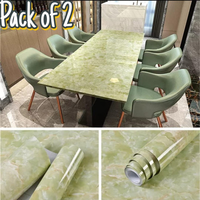 Shreeji Sqaure Vinyl Abstract Green Wallpaper(L x W: 200 cm x 60 cm, Pack of 2)