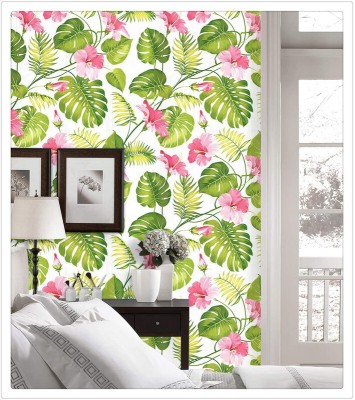 AURORA SHOPPE Floral & Botanical Green Wallpaper(1000 cm x 45 cm)