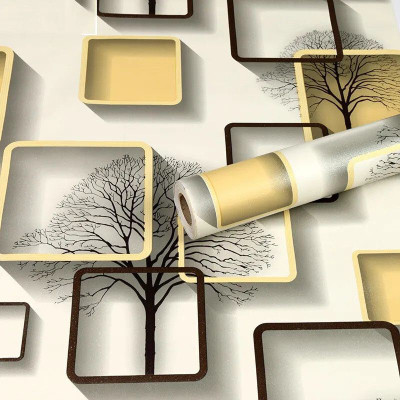 Whisq Vinyl Abstract Yellow Wallpaper(L x W: 500 cm x 40 cm)