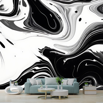 interawalldecor Vinyl Floral & Botanical Black, Grey, White Wallpaper(L x W: 40 cm x 100 cm, Pack of 5)