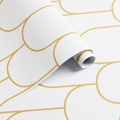 Guru Production Vinyl Decorative White, Gold Wallpaper(L x W: 200 cm x 40 cm)