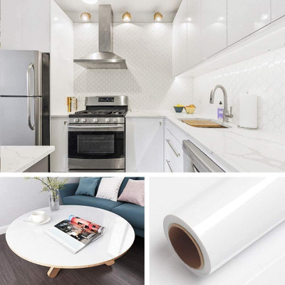 OMRUDRAVI Vinyl Abstract White Wallpaper(L x W: 200 cm x 60 cm)