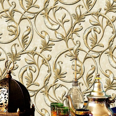 Eurotex Floral & Botanical Gold Wallpaper(1000 cm x 53 cm)