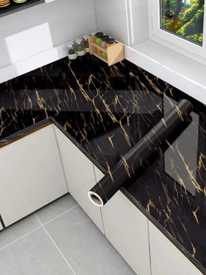 Onbet 200 cm Self Adhesive Glossy Marble Foil Waterproof Sticker For Kitchen And Home Self Adhesive Sticker(Pack of 1)