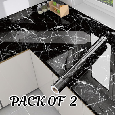 hias Foils Decorative Black Wallpaper(L x W: 60 cm x 200 cm, Pack of 2)