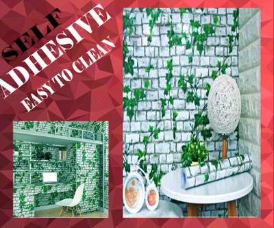 Guru Production Vinyl Architecture White, Green Wallpaper(L x W: 500 cm x 45 cm)