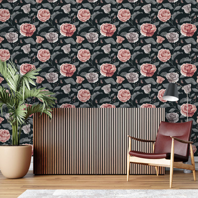 Guru Production Vinyl Abstract Pink, Black, Grey, White Wallpaper(L x W: 244 cm x 41 cm)