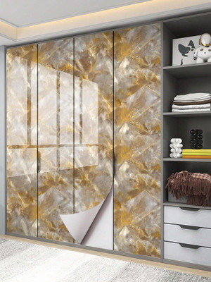 Peijinsart Vinyl Decorative Gold, Brown Wallpaper(L x W: 200 cm x 60 cm, Pack of 4)