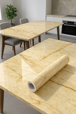 ZOCKRIX Vinyl Decorative Yellow Wallpaper(L x W: 200 cm x 60 cm)