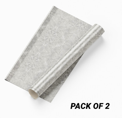 Guru Production Vinyl Decorative White, Grey Wallpaper(L x W: 200 cm x 60 cm, Pack of 2)