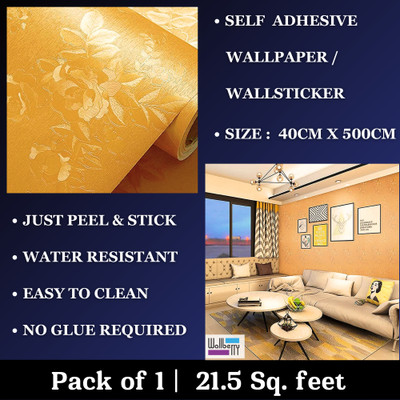 WallBerry Vinyl Abstract Gold Wallpaper(L x W: 500 cm x 40 cm)