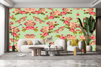 Guru Production Vinyl Floral & Botanical Multicolor Wallpaper(L x W: 250 cm x 250 cm)