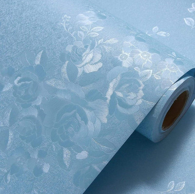 Jas Enterprise Vinyl Floral & Botanical Blue Wallpaper(L x W: 500 cm x 45 cm)