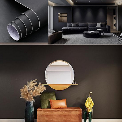WELLSHIP Vinyl Abstract Black Wallpaper(L x W: 121.92 cm x 35 cm)