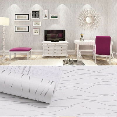 Decoreehouse Vinyl Abstract White Wallpaper(L x W: 200 cm x 40 cm)