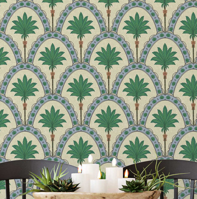 S4Sassy Vinyl Nature Beige, Green Wallpaper(L x W: 609 cm x 63 cm)