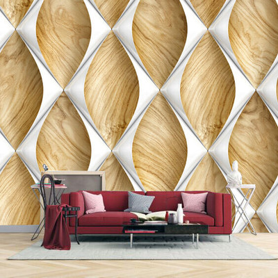 Guru Production Vinyl Decorative Beige Wallpaper(L x W: 250 cm x 250 cm)
