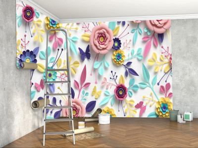 decorative india Vinyl Floral & Botanical Multicolor Wallpaper(L x W: 127 cm x 40 cm)