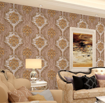 konark designer wallpapers Embossed Art & Paintings Brown Wallpaper(L x W: 990 cm x 53 cm)