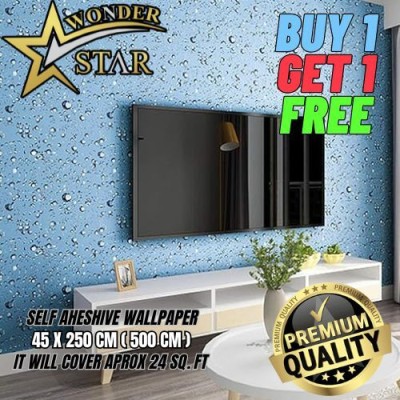 wonderstar Classics Blue Wallpaper(250 cm x 45 cm, Pack of 2)