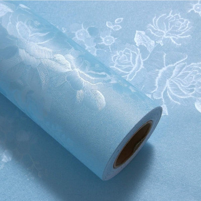 Jas Enterprise Vinyl Floral & Botanical Blue Wallpaper(L x W: 250 cm x 45 cm)