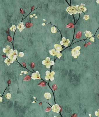 HOMEMATES Vinyl Floral & Botanical Green Wallpaper(L x W: 304.8 cm x 45.72 cm)