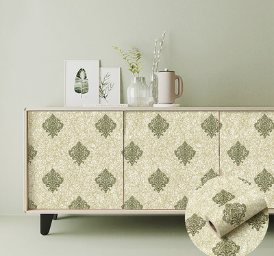 HOMEMATES Vinyl Floral & Botanical Brown, Green Wallpaper(L x W: 304.8 cm x 45.72 cm, Pack of 10)