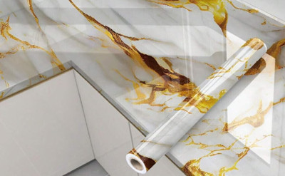 HJLSE Vinyl Decorative White, Gold Wallpaper(L x W: 200 cm x 60 cm)