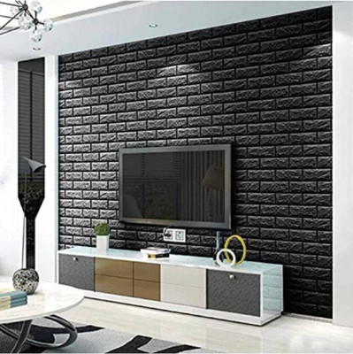 BDM Vinyl Abstract Black Wallpaper(L x W: 70 cm x 77 cm, Pack of 2)