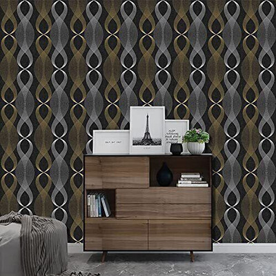 pixer Vinyl Abstract Black Wallpaper(L x W: 600 cm x 40 cm)