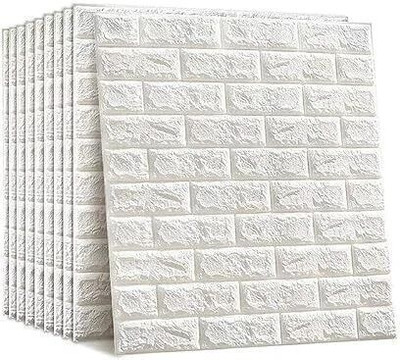 INDIEPREMIOR Paper, Vinyl Decorative White Wallpaper(L x W: 70 cm x 77 cm, Pack of 10)