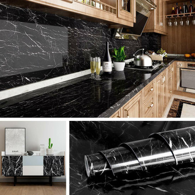 globalkart impex Abstract Black Wallpaper(200 cm x 60 cm)