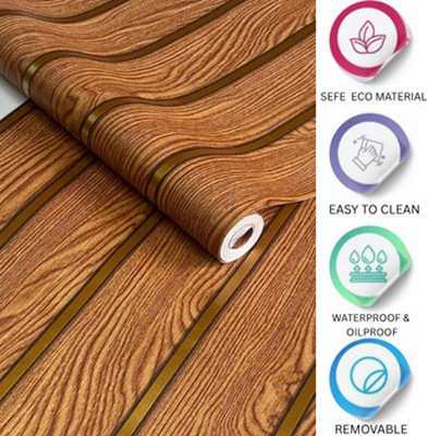 ZAPPYPOP Vinyl Decorative Brown, Gold Wallpaper(L x W: 500 cm x 45 cm)