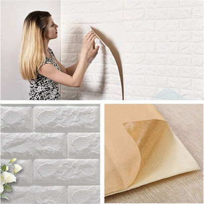 Heen Fab 70 cm x 77 cm Waterproof Decorative Vinyl Wallpaper(White)