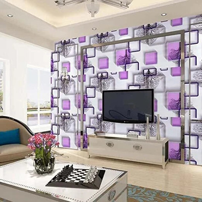 University Trendz Vinyl Abstract Purple Wallpaper(L x W: 1000 cm x 45 cm)