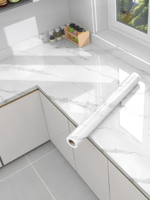 Floppy Vinyl Decorative White Wallpaper(L x W: 60 cm x 200 cm)