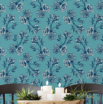 S4Sassy Vinyl Floral & Botanical Green Wallpaper(L x W: 304 cm x 63 cm)