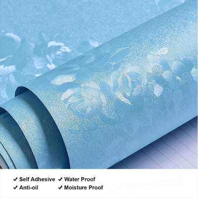 Guru Production Vinyl Decorative Blue Wallpaper(L x W: 1000 cm x 45 cm)