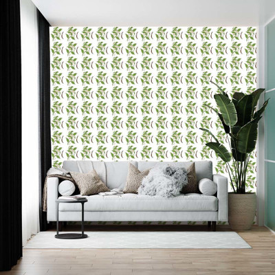 BRITISH TERMINAL Vinyl Floral & Botanical Green Wallpaper(L x W: 200 cm x 45 cm)