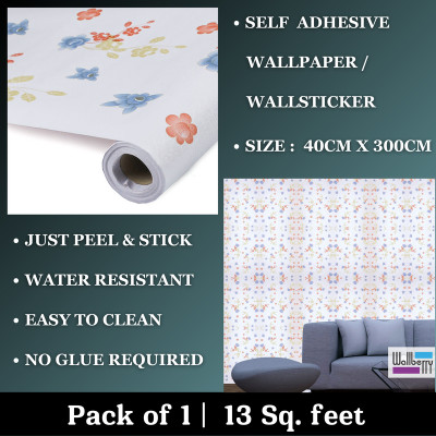 WallBerry Vinyl Abstract White Wallpaper(L x W: 300 cm x 40 cm)